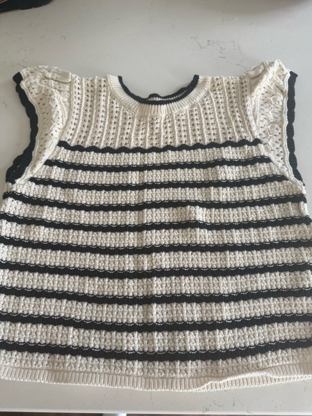 GAP Cream and Black Striped Knit Dress